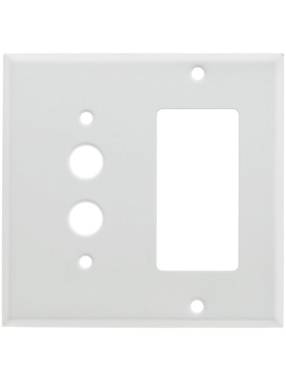 Classic Combo Push Button Switch / GFI Cover Plate In White Enamel.